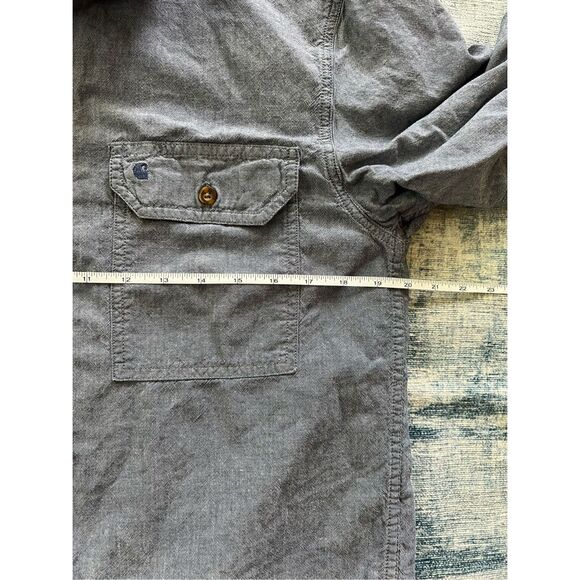 Carhartt Denim Blue Relaxed Fit Short Sleeve Button Down Chambray Shirt Medium - Picture 6 of 7